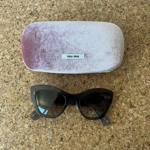 Miu Miu Smoke Grey Cat Eye Sunglasses with Case